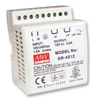 MEAN WELL - DR-4512 - AC/DC DIN Rail Power Supply (PSU), ITE, 1 Output, 45 W, 12 VDC, 3.5 A