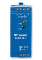 TDK-LAMBDA - DRB50-24-1 - AC/DC DIN Rail Power Supply (PSU), ITE, 1 Output, 50.4 W, 24 VDC, 2.1 A