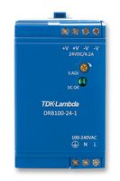 TDK-LAMBDA - DRB100-24-1 - AC/DC DIN Rail Power Supply (PSU), ITE, 1 Output, 100.8 W, 24 VDC, 4.2 A