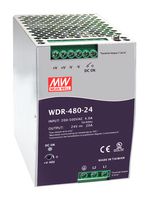 MEAN WELL - WDR-480-24 - AC/DC DIN Rail Power Supply (PSU), ITE, 1 Output, 480 W, 24 VDC, 20 A