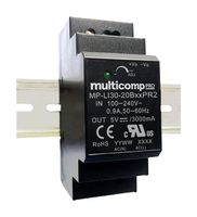 MULTICOMP PRO - MP-LI30-20B48PR2 - AC/DC DIN Rail Power Supply (PSU), 120 to 370VDC, ITE, 1 Output, 36 W, 48 VDC, 750 mA
