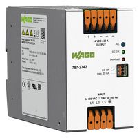 WAGO - 787-2742 - AC/DC DIN Rail Power Supply (PSU), ITE, 1 Output, 480 W, 24 VDC, 20 A