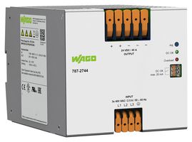 WAGO - 787-2744 - AC/DC DIN Rail Power Supply (PSU), ITE, 1 Output, 960 W, 24 VDC, 40 A