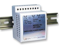 MEAN WELL - DR-4515 - AC/DC DIN Rail Power Supply (PSU), ITE, 1 Output, 42 W, 15 VDC, 2.8 A
